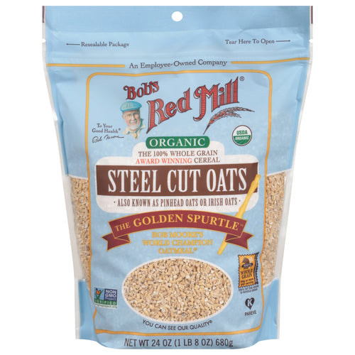 Bob's Red Mill Organic Steel Cut Oats · Avena y hot cakes · 24 oz · bolsa