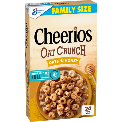 Cheerios Oat Crunch Oats 'N Honey · Avena y hot cakes · 24 oz · tamaño familiar