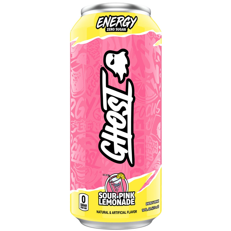 GHOST® ENERGY Sour Pink Lemonade · Bebida energética · 16 fl oz · lata