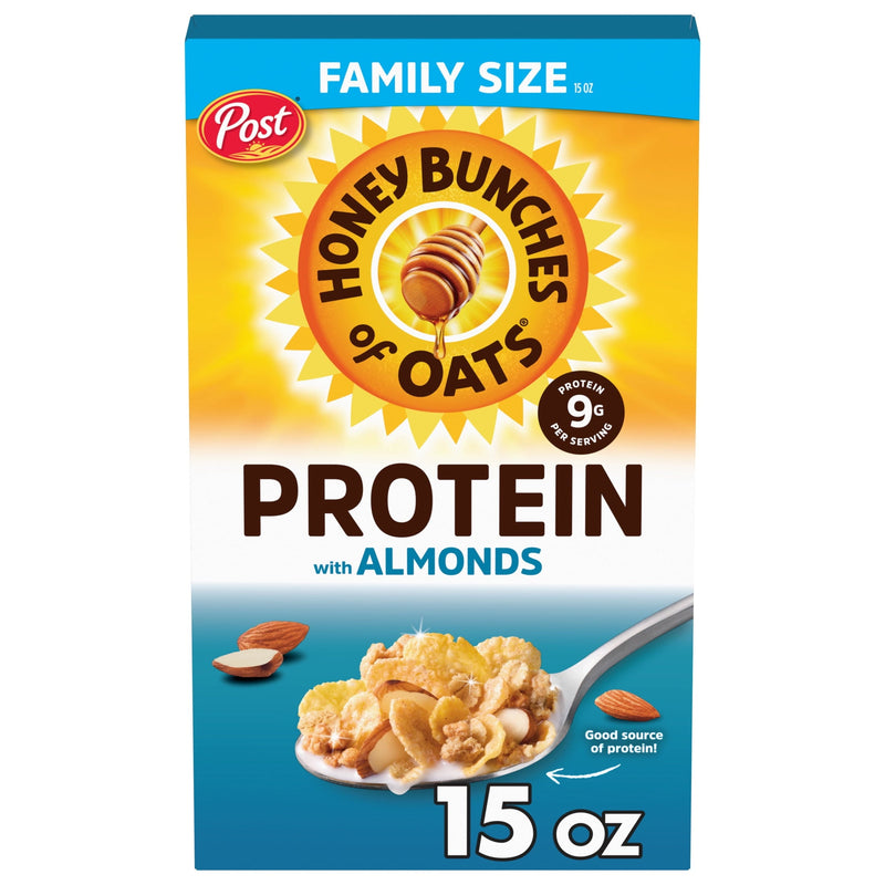 Honey Bunches of Oats Protein Honey & Almond · Avena y hot cakes · 15 oz