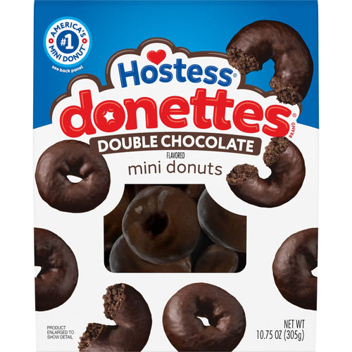 Hostess Donettes Double Chocolate Naturally Mini Donuts · Pastelitos · 10.75 oz · bolsa