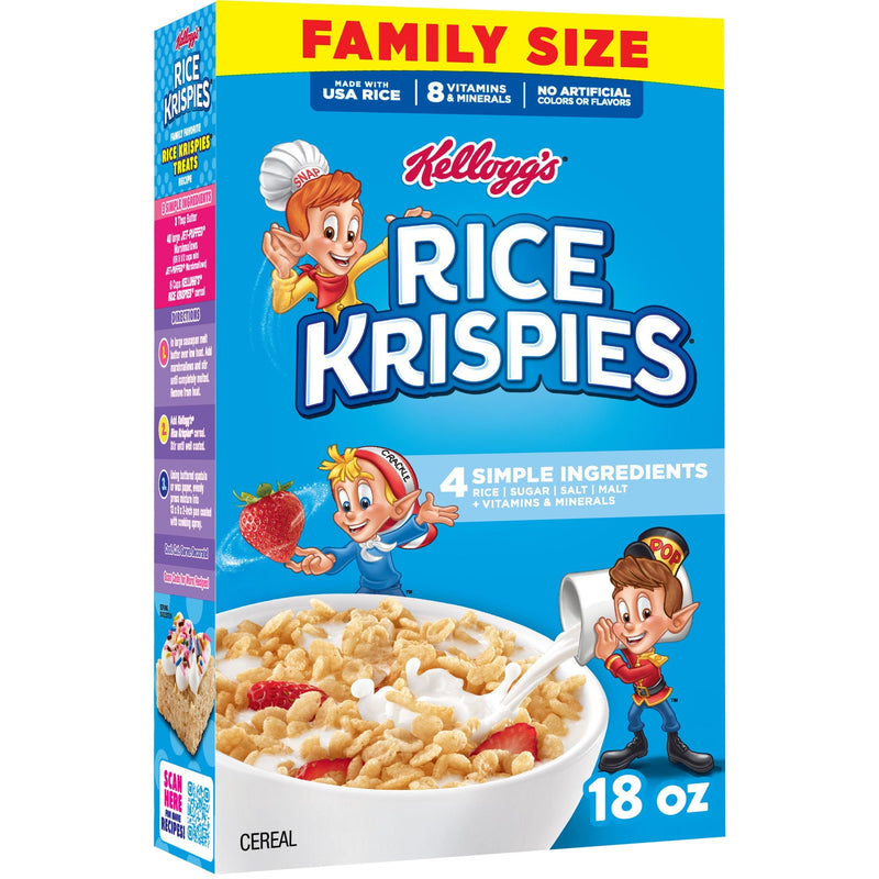 Kellogg's Rice Krispies Original 8 Vitamins and Minerals · Cereal · 18 oz · tamaño familiar