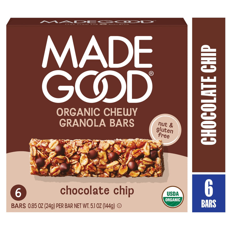 MadeGood Chocolate Chip · Barras · 6 pzas de 0.85 oz
