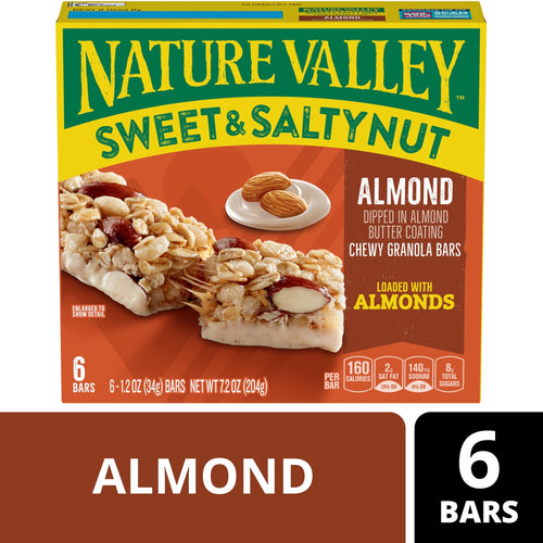 Nature Valley Sweet and Salty Nut Almond · Barras · 6 barras de 7.2 oz