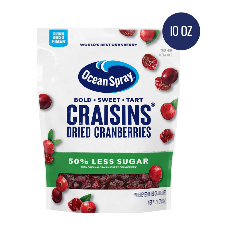 Ocean Spray® Craisins® 50% Less Sugar Dried Cranberries · Fruta seca · 10 oz · sobre