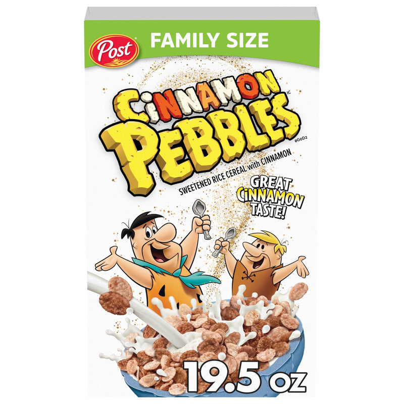 Post Cinnamon Pebbles · Cereal · 19.5 oz · caja · tamaño familiar
