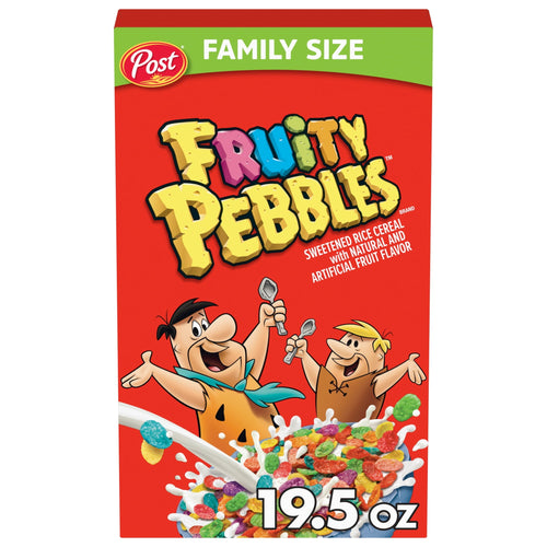 Post Fruity PEBBLES · Cereal · 19.5 oz · caja · tamaño familiar