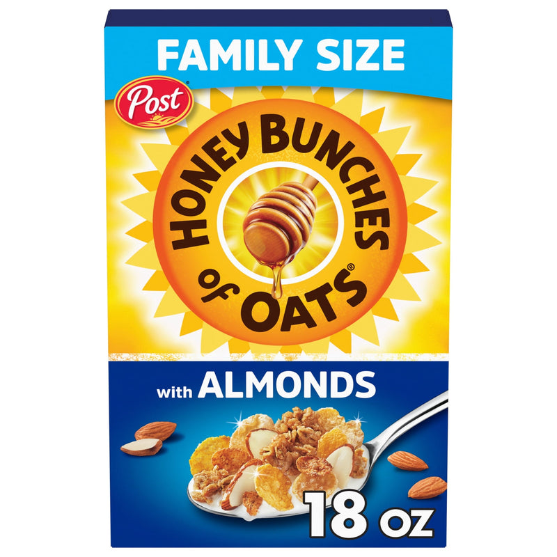 Honey Bunches of Oats with Almond · Avena y hot cakes · 18 oz · caja · tamaño familiar