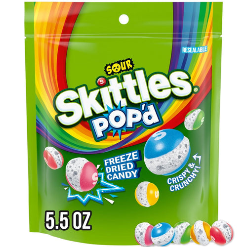 SKITTLES POP'D Sour Freeze Dried · Caramelos · 5.5 oz · bolsa