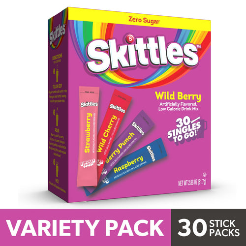 Skittles Wild Berry · Polvo para agua · 30 pzas de 2.88 oz
