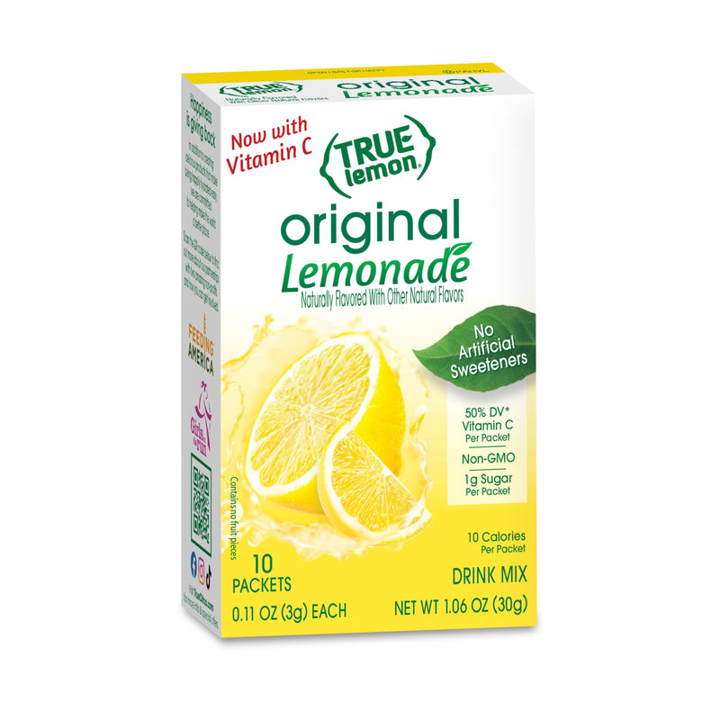 True Lemon Original Lemonade Powder No Artificial · Polvo para agua · 10 pzas de 1.06 oz