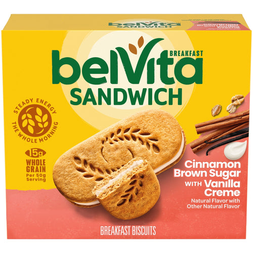 belVita Breakfast Bar Biscuit Sandwiches Cinnamon Brown · Wafers