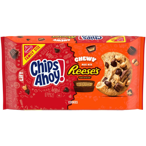 AHOY! Chocolate Chip with Reese's Peanut Butter Cups · Galletas · 14.25 oz · vasos · tamaño familiar