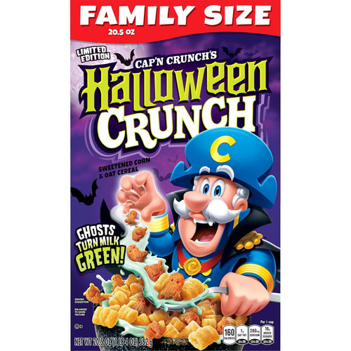 Cap'N Crunch Halloween Crunch Sweetened Corn & Oat · Cereal · 20.5 oz · caja