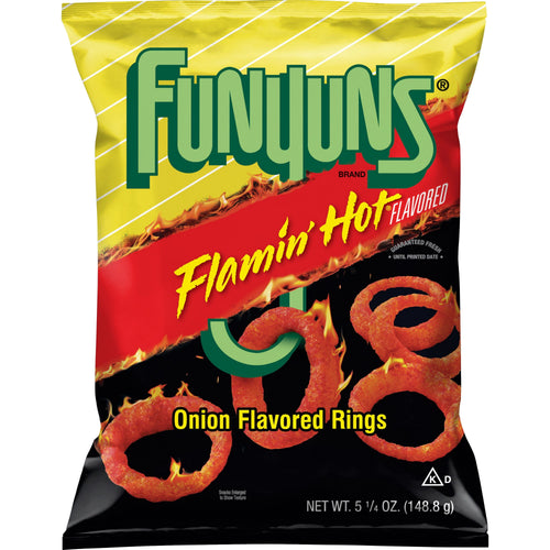 Funyuns Onion Rings Flamin' Hot · Snack salado · 5.25 oz · bolsa