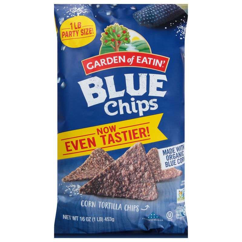 Garden of Eatin' Organic Salted Blue Corn · Totopos · 16 oz · tamaño fiesta