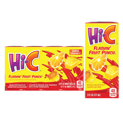 Hi-C Flashin' Fruit Punch · Bebida · 8 pack de 6 fl oz