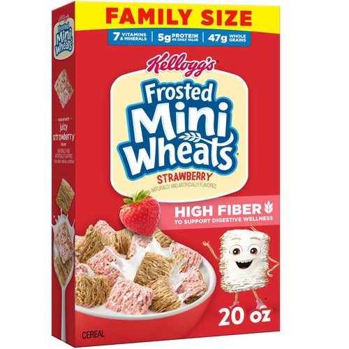 Kellogg's Frosted Mini-Wheats Strawberry · Cereal · 20 oz · tamaño familiar