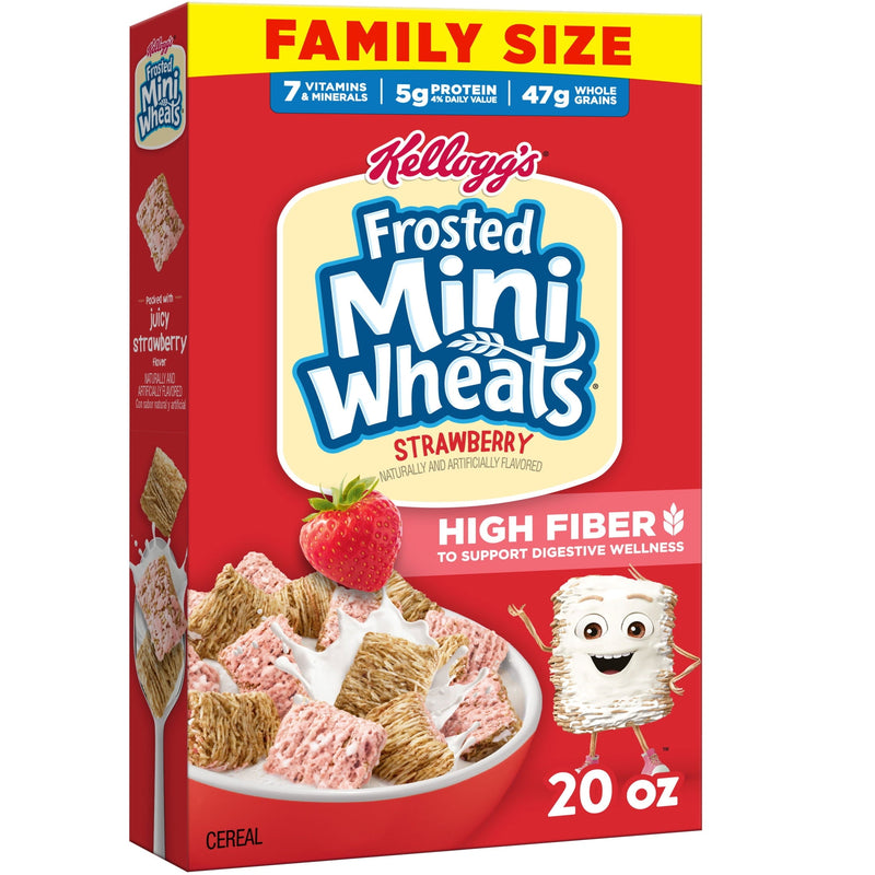 Kellogg's Frosted Mini-Wheats Strawberry · Cereal · 20 oz · tamaño familiar