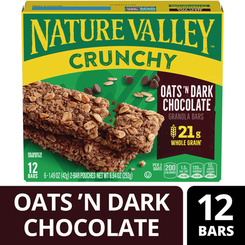 Nature Valley Oats 'n Dark Chocolate · Barras · 12 pzas de 8.94 oz