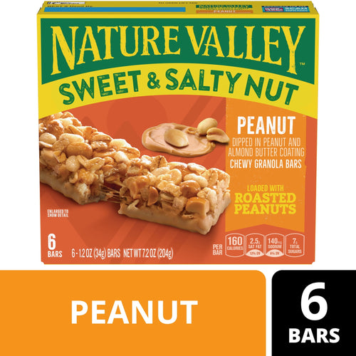 Nature Valley Sweet and Salty Nut Peanut · Barras · 6 barras de 7.2 oz