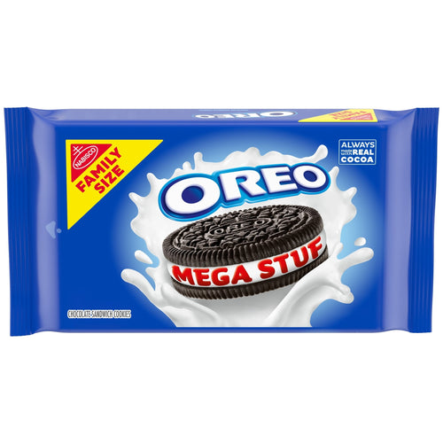 OREO Mega Stuf Chocolate · Galletas · 17.6 oz · tamaño familiar