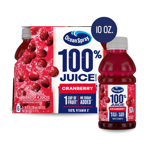 Ocean Spray® 100% Juice Cranberry Juice · Bebida · 6 pzas de 10 fl oz