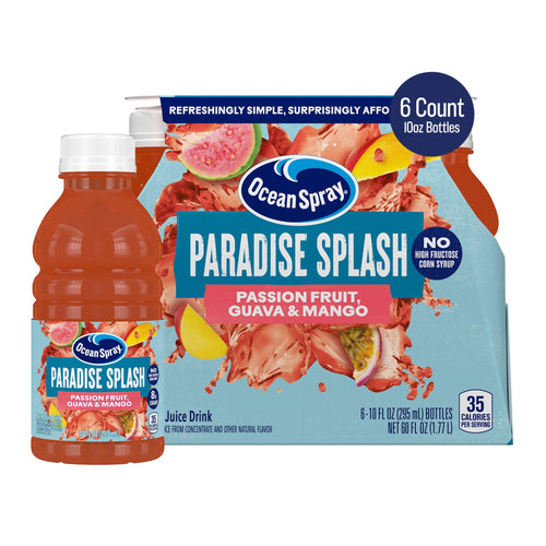 Ocean Spray® Paradise Splash – Passionfruit Guava & Mango · Bebida · 6 botellas de 10 fl oz