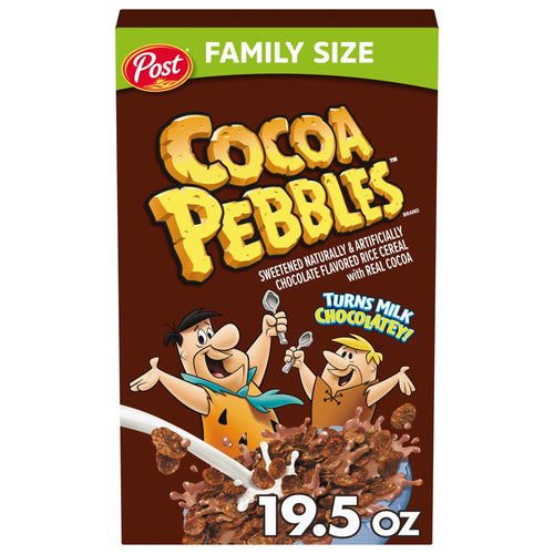 Post Cocoa PEBBLES & Chocolatey · Cereal · 19.5 oz · caja · tamaño familiar
