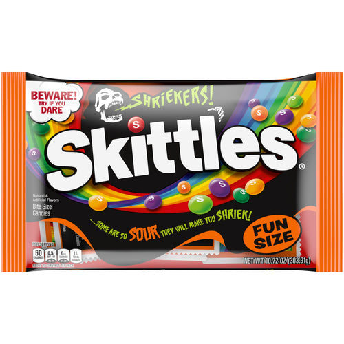 Skittles Shriekers Sour Halloween · Caramelos · 10.72 oz · bolsa · tamaño fun