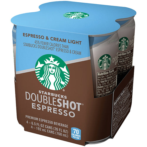 Starbucks Doubleshot Espresso Espresso & Cream Light · Café y cremas · 4 latas de 6.5 oz