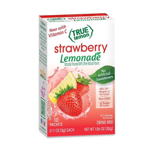 True Lemon Strawberry Lemonade Powder No Artificial · Polvo para agua · 10 pzas de 1.06 oz